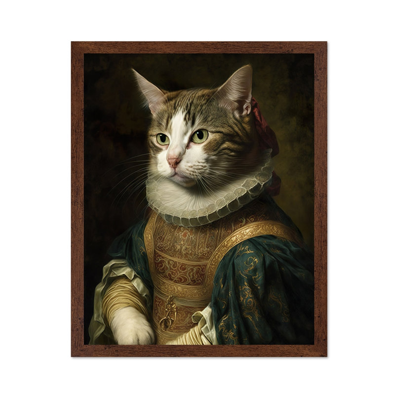 Chat aristocratique, Affiche, H 16 po x l 20 po, Encadrement brun
