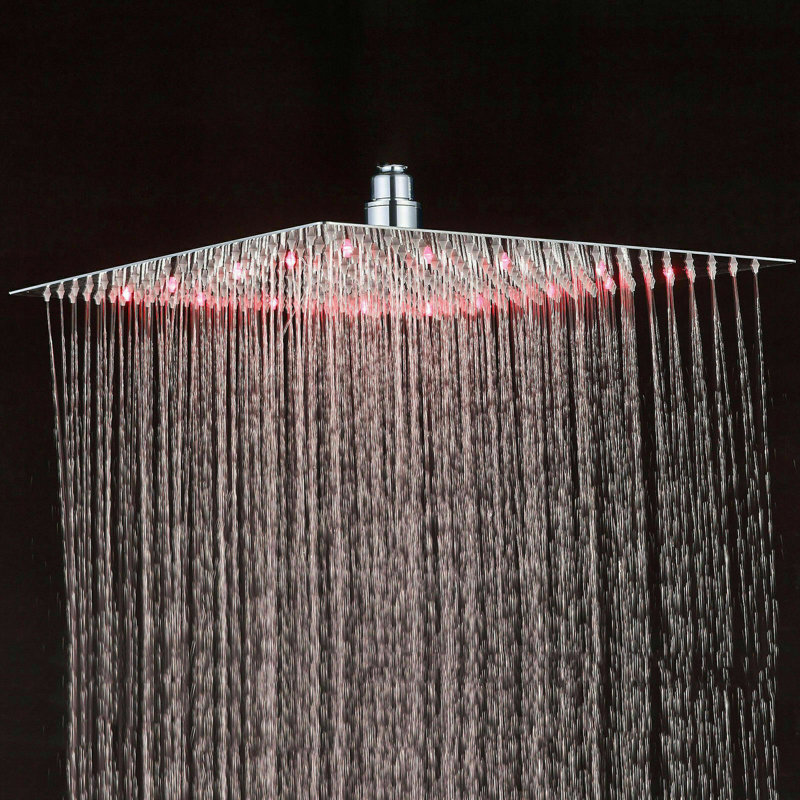 Pomme de douche 16 pouces à DEL, Chrome