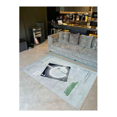 Barcelona Collection Blurred Tones Abstract Surrealist Detail Pattern Modern Decorative Machine Washable Area Rug