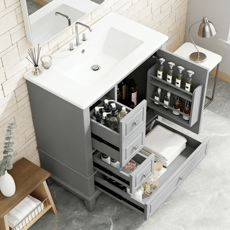 Meuble-lavabo 30 po avec lavabo, Gris