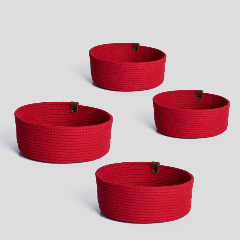 Ebern Designs Cotton Decorative Basket, Red
