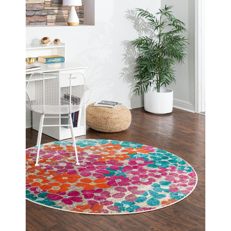 Analiese Floral Indoor Rug, Round 5'3"