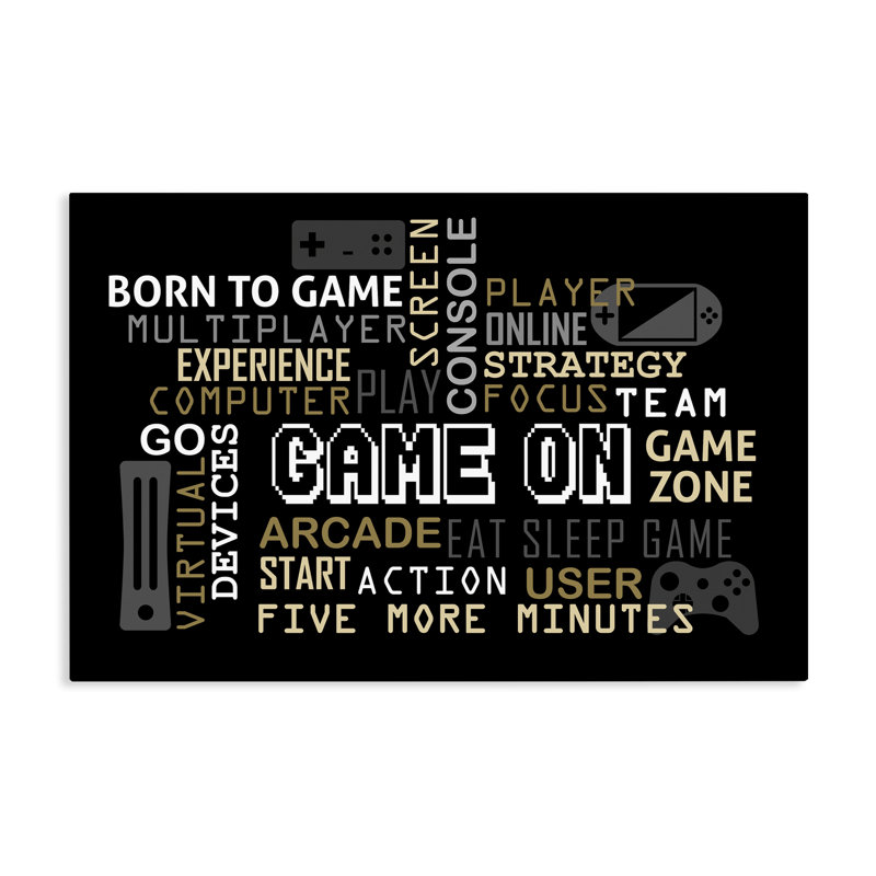 Toile typographique «Game On Gamer», conception de Kim Allen, H 16 po x l 24 po