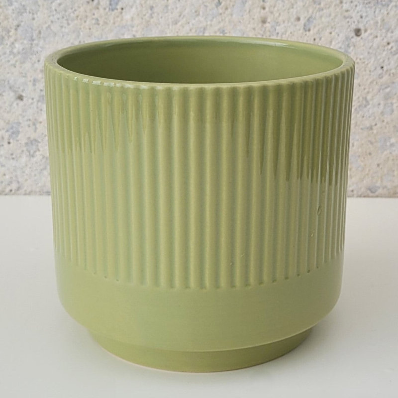 Jardinière cylindrique nervurée vert brillant, H 4,7 po x l 4,7 po x P 4,3 po, Vert