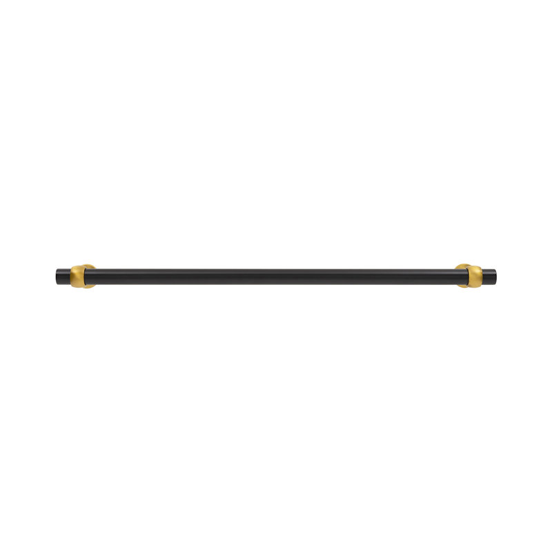Ostia Collection Pull, 18", Matte Black/Brushed Golden Brass