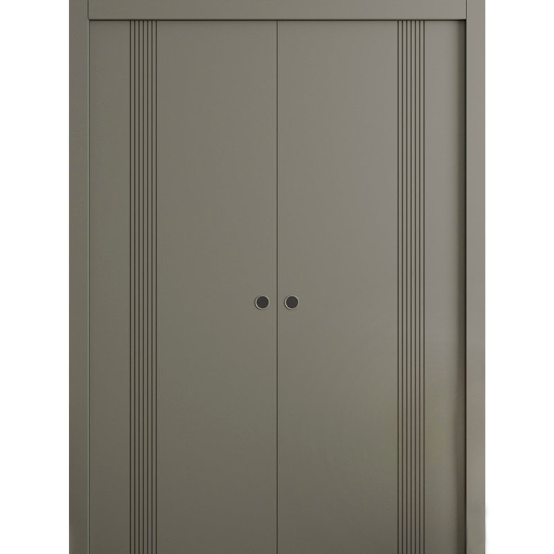 Sliding French Double Pocket Doors - ESSENTIAL 0777 - Kit Rail Hardware - Solid Wood Interior Bedroom Modern Doors, 60" x 80"