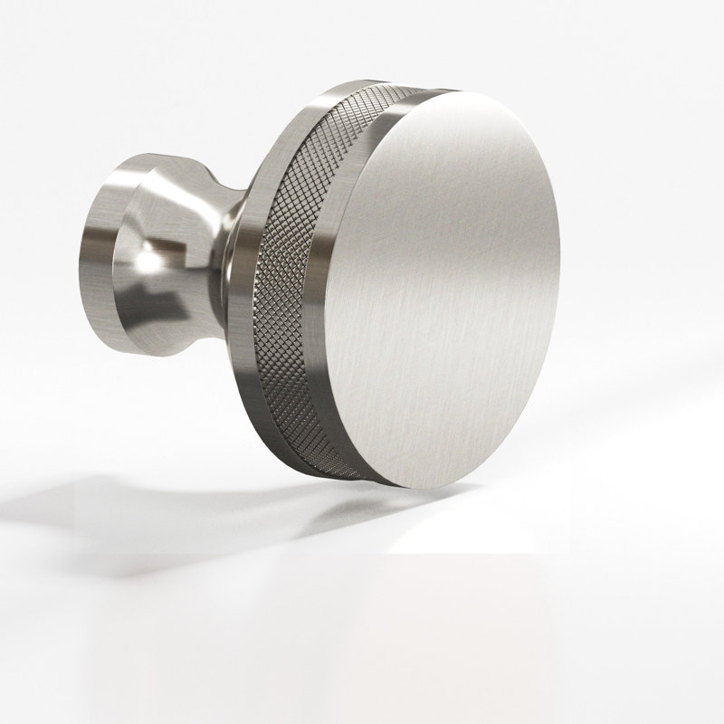 Round, Diamond-Knurled Sandwich Cabinet Knob, Satin Nickel, 1.25"