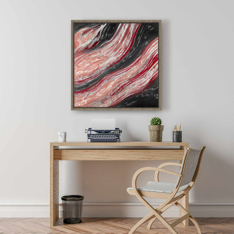 Toile encadrée «Red Wave» - décor de salon contemporain rouge