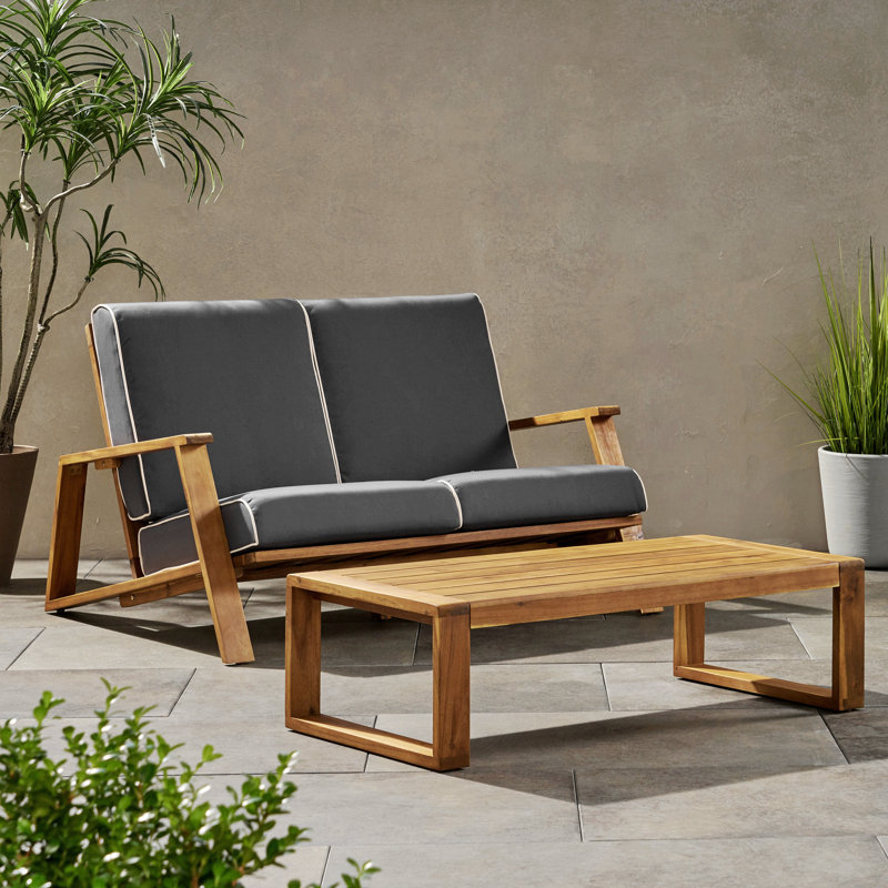 Brayson Acacia 2 - Person Patio Conversation Set with Cushions, Gray