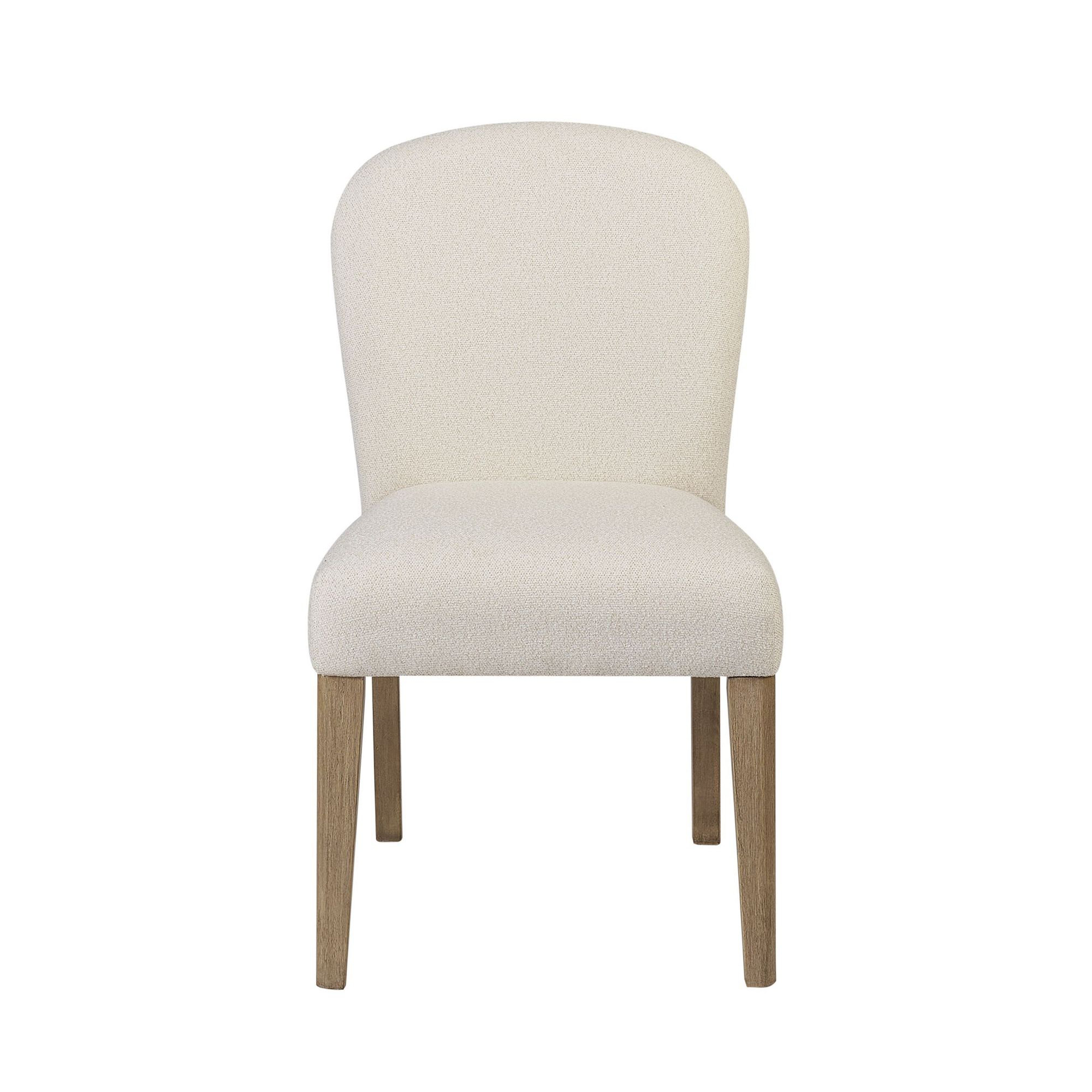 Marielle Upholstered Arch Dining Chair, Toffee/White Sand, Beige Wood