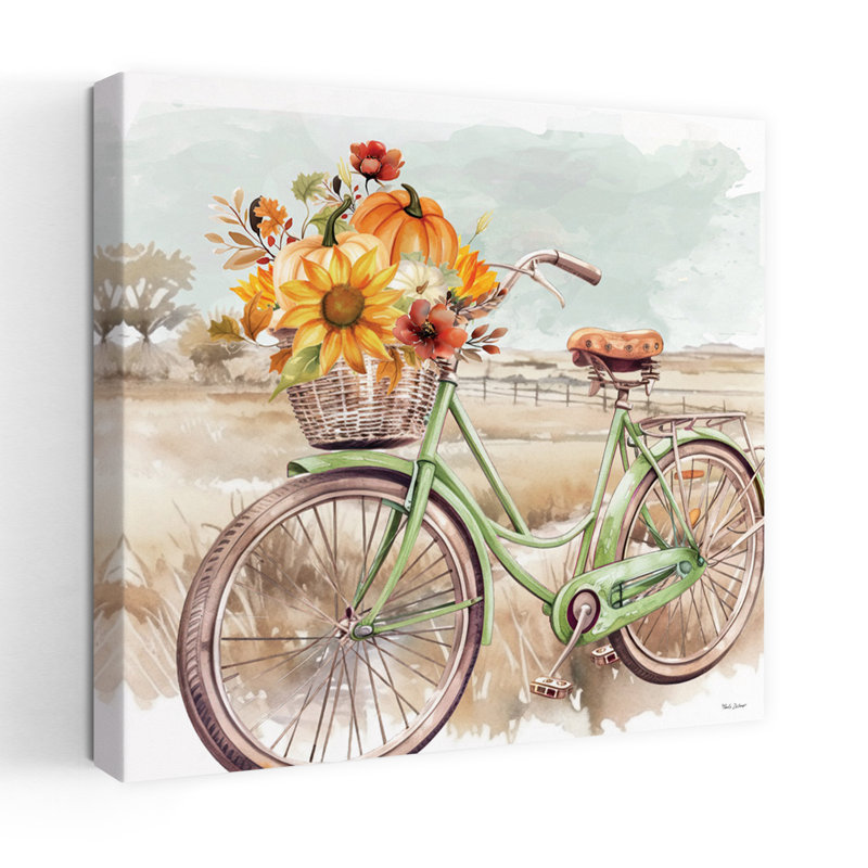 Art contemporain de bicyclette iv d'automne avec art de bicyclette d'automne, H 32 po x l 32 po