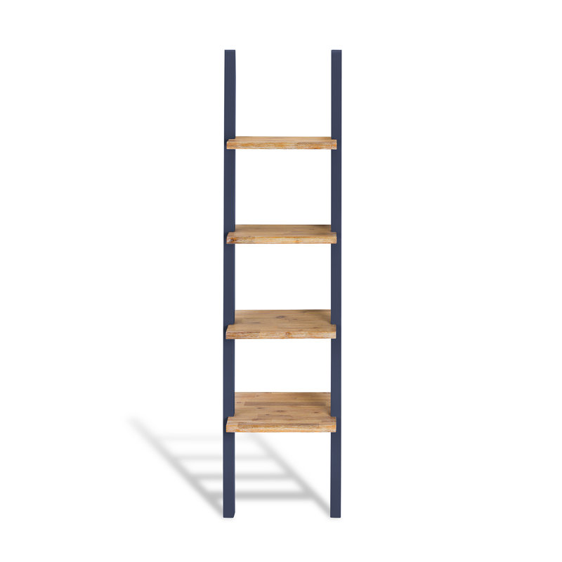 Addisun 44cm W Solid Wood Height -Adjustable Shelving Unit, Navy Blue/Beige