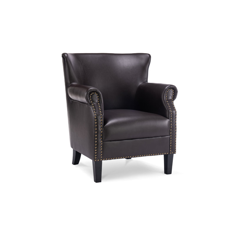 Wybolt Upholstered Wingback Chair, Dark Brown