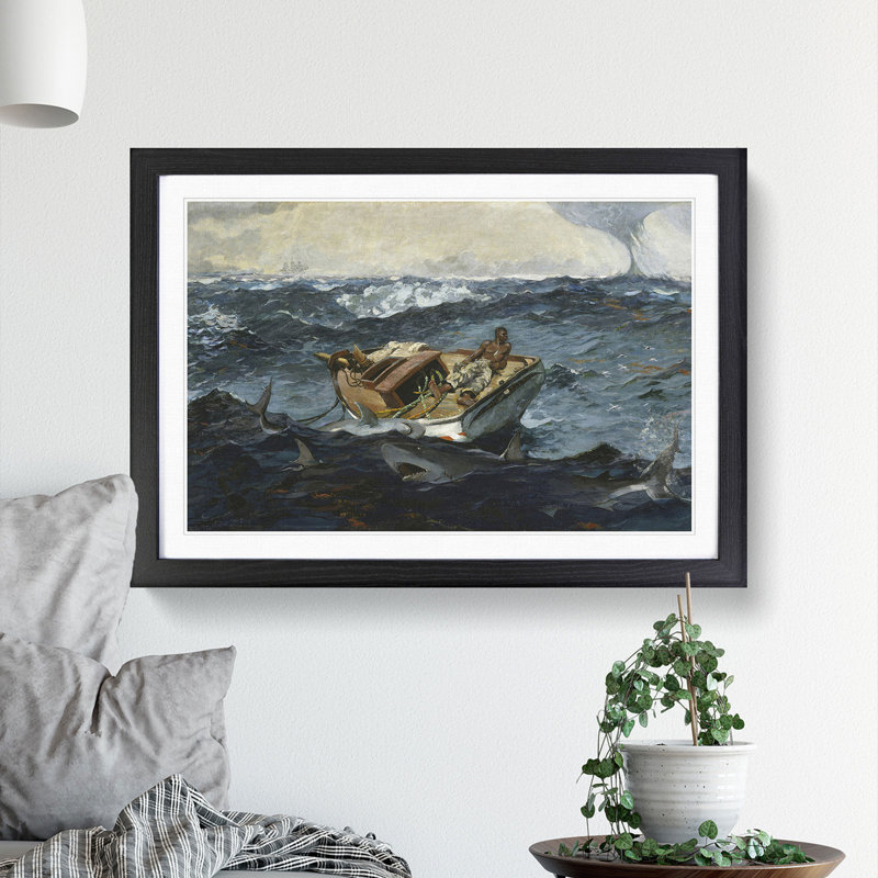The Gulf Stream by Winslow Homer - Picture Frame Painting, 36cm H x 48cm W x 2cm D, Black