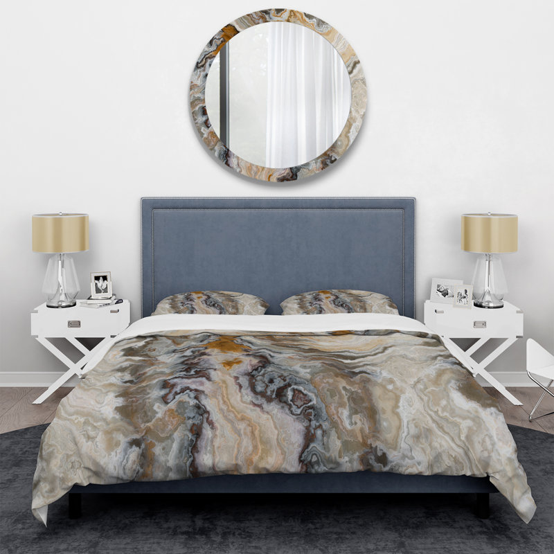 Abstract Duvet Cover Set - Designart Onyx Detail Composition, Queen Duvet Cover + 2 Shams