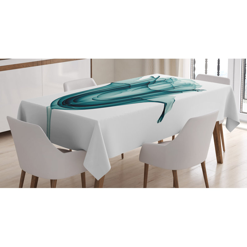 Flower Tablecloth, X-Ray Image Of A Rose Flower Romance Creative Nature Picture Print, Rectangular Table Cover For Dining Room Kitchen Decor, 52" X 70", Teal White