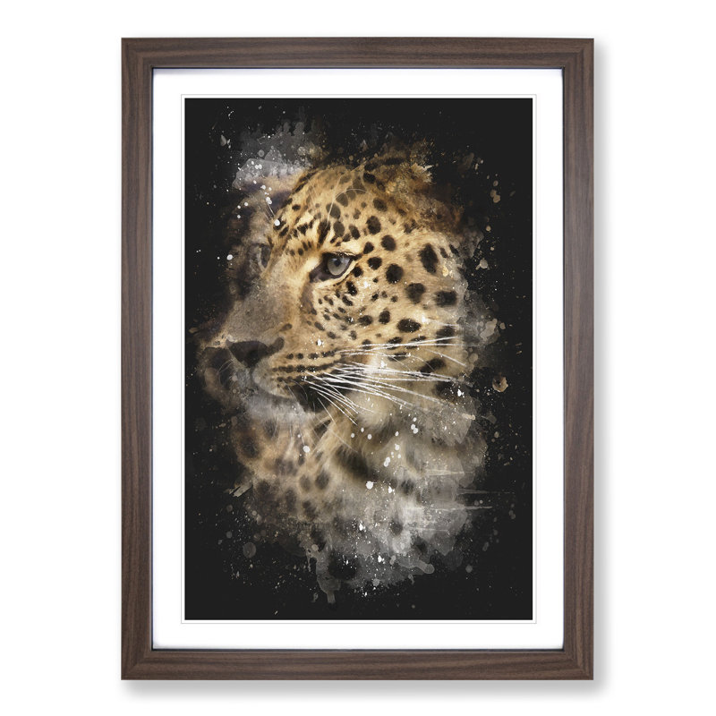 Leopard Vol.1 - Picture Frame Graphic Art, Walnut Framed, 65cm H x 48cm W x 2cm D