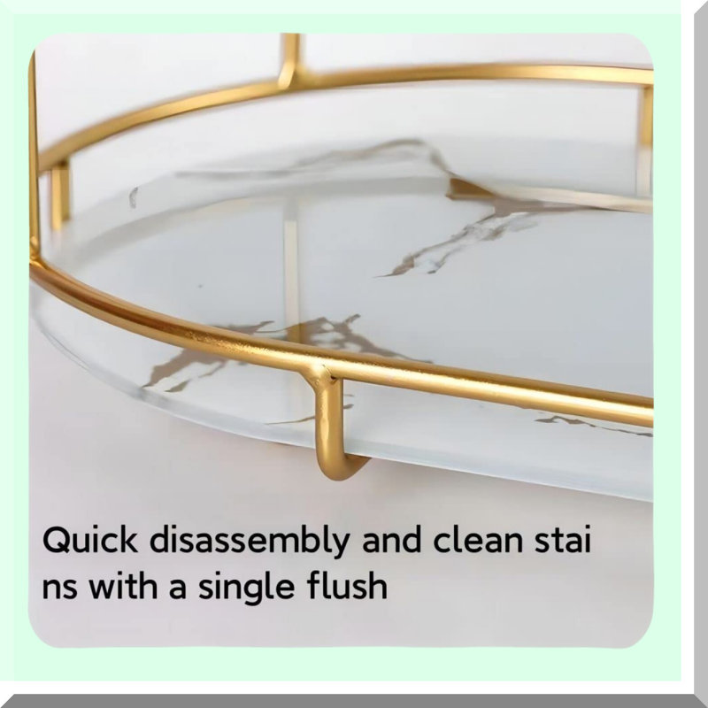 Tri-Tier Vanity Organizer: Large Capacity Bathroom Countertop Shelf with Removable Tray and Metal Frame