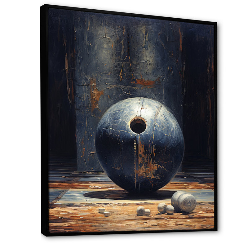 Navy Knockdown - Bowling Canvas Wall Art, Black Picture Framed, 32" H x 24" W