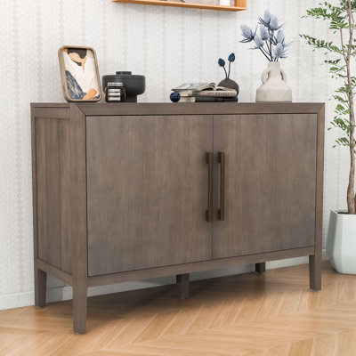 Sideboard Cabinet with Metal Handles and Adjustable Feet, Rustic Buffet Storage with Double Doors