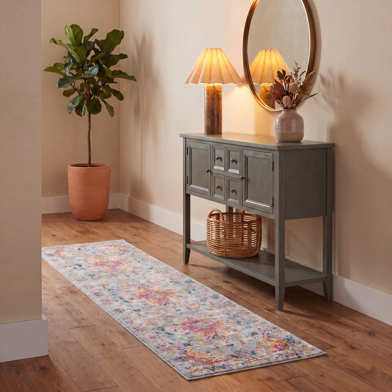 Felty 154 Area Rug In Grey / Fuchsia, Round 3'