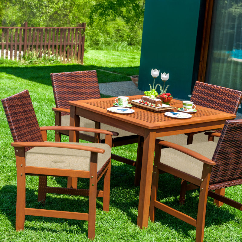 Aoodor Patio Chair Cushions Set, Brown, 21" W x 21" D