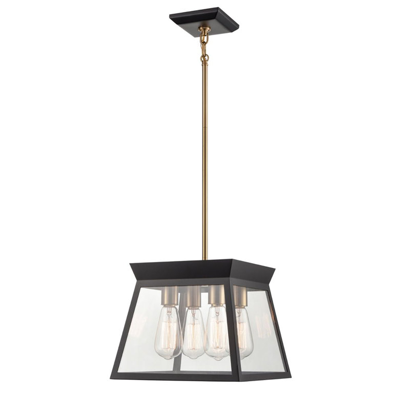 Lustre carré / rectangulaire à 4 lumières Lucian, Noir satiné