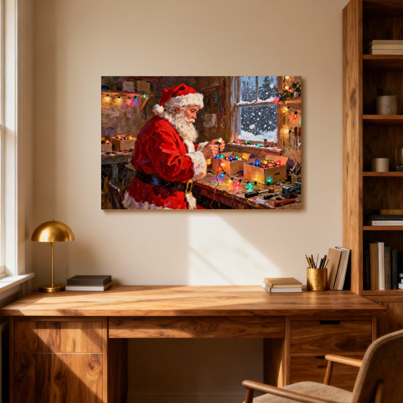 Noël, père Noël, atelier de fabrication de lumières de Noël
