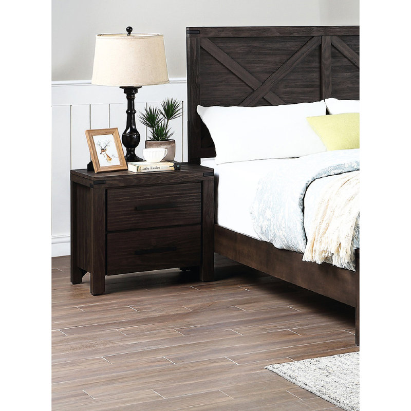 Table de chevet 2 tiroirs en bois pour le rangement de la chambre à coucher