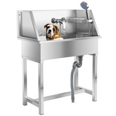 Signature Hardware 484621 Linwald 36 Free Standing Single Basin Stone Composite Dog Washing Station