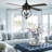 52" Industrial Ceiling Fan with Light Kit and Remote Control, Quiet DC Motor Ceiling Fan for Living Room