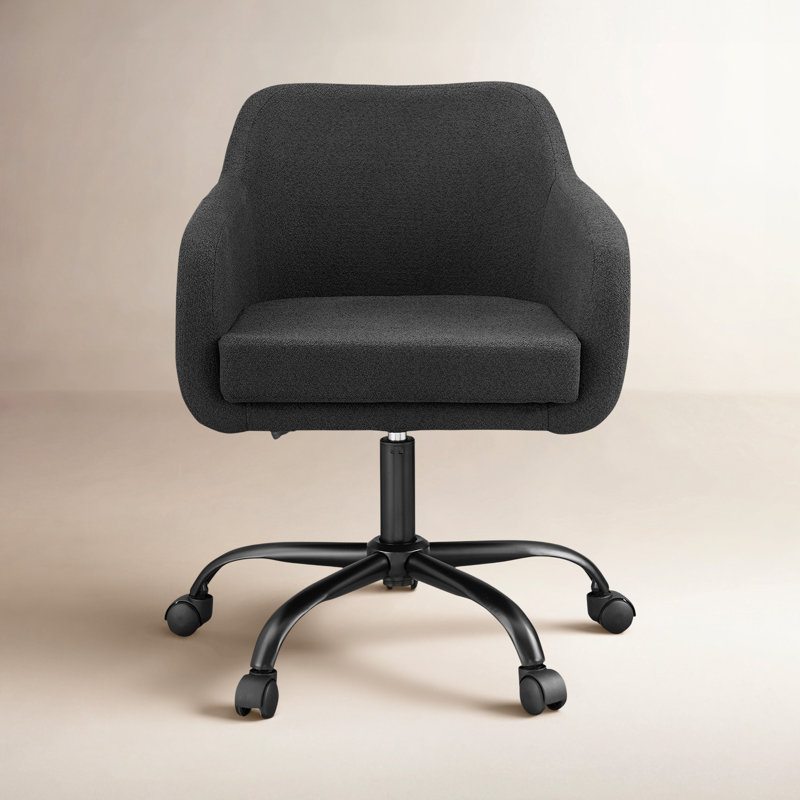 Ajmer Armbruster Modern Adjustable Task Chair, Black Polyester Blend