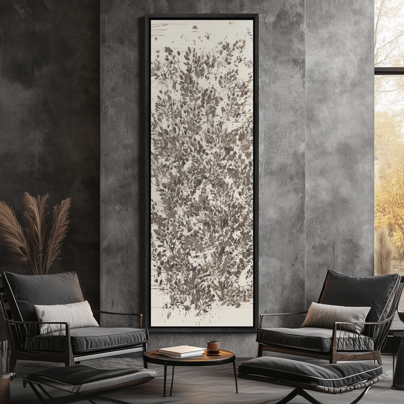 Illustration détaillée de la ligne botanique dans un style classique - grande impression encadrée sur toile de la chambre principale