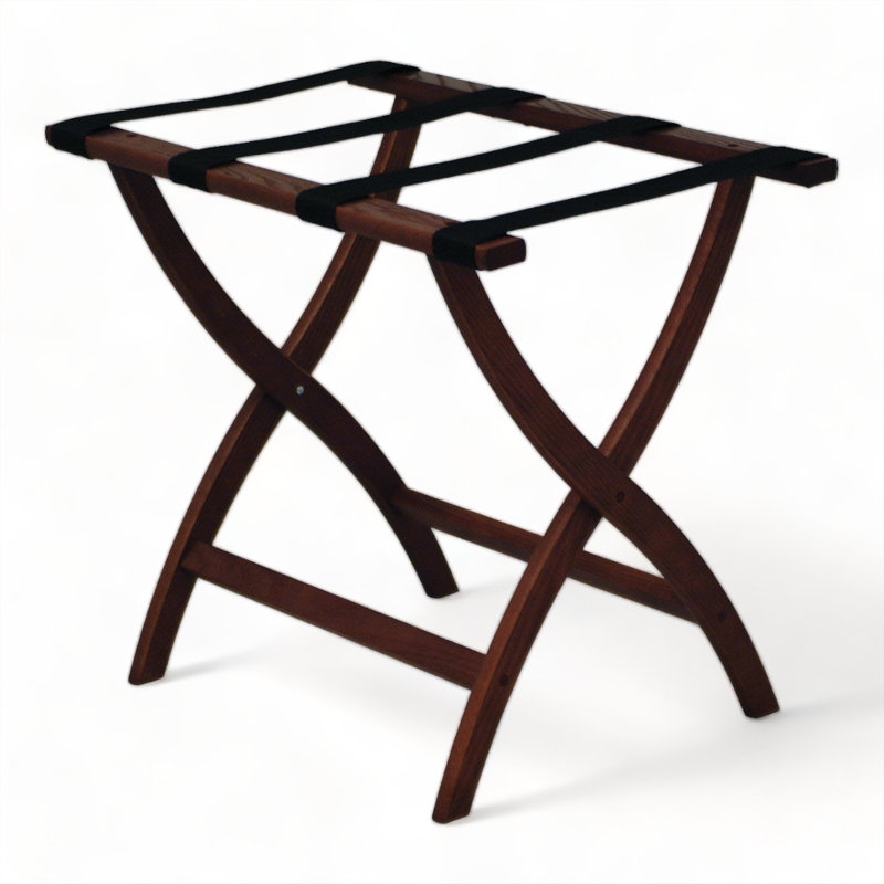 Porte-bagages pliable en bois, Acajou, Noir