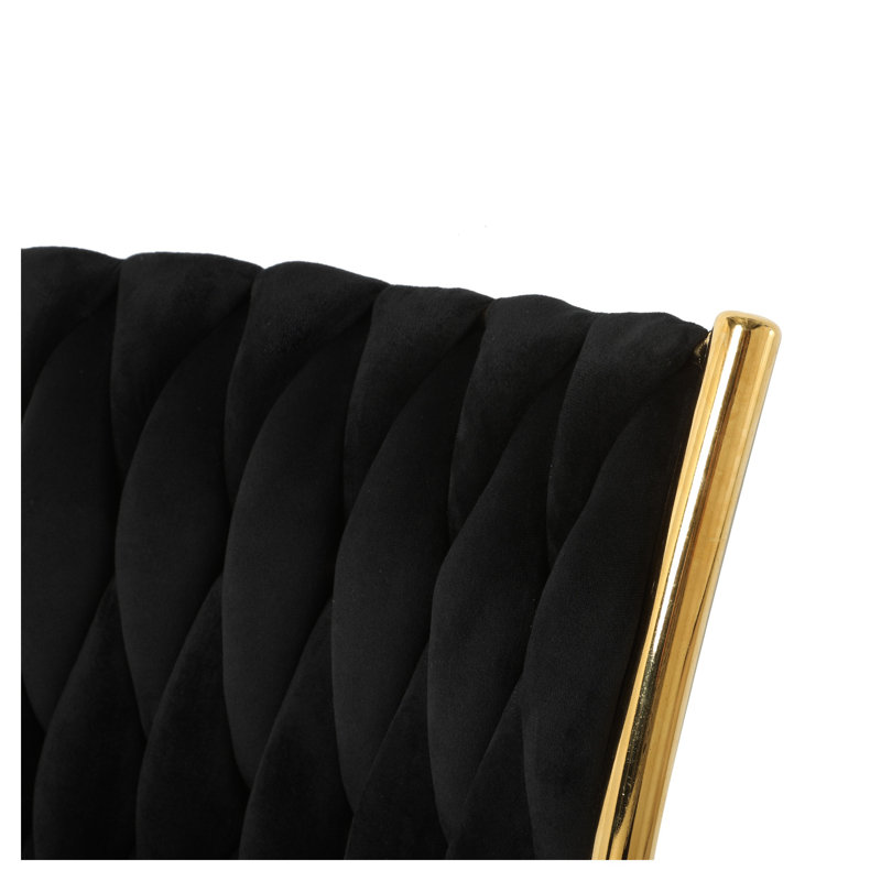 Ensemble de 4 chaises de salle à manger modernes en velours noir avec pieds en métal doré - Chaises de salle à manger ergonomiques rembourrées pour la maison