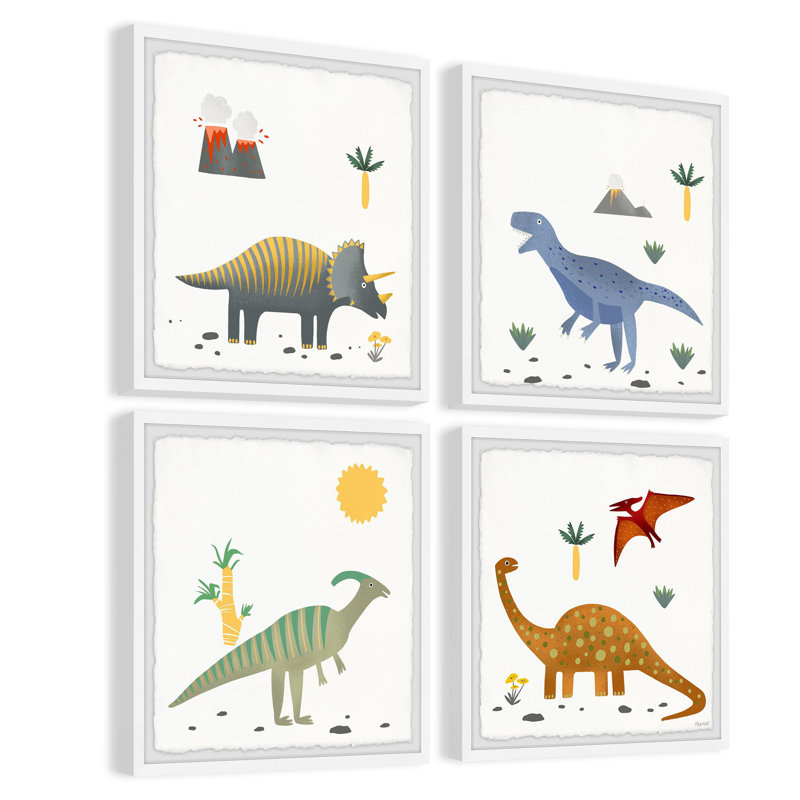 Mary-Ellen Dinosaur Habitat, ensemble de 4 pièces, reproduction encadrée, H 12 po x l 12 po