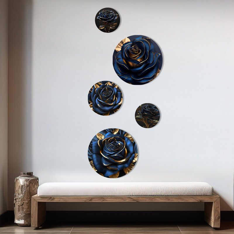 Ensemble de 5 décorations murales Gilded Rose In Kings Blue I