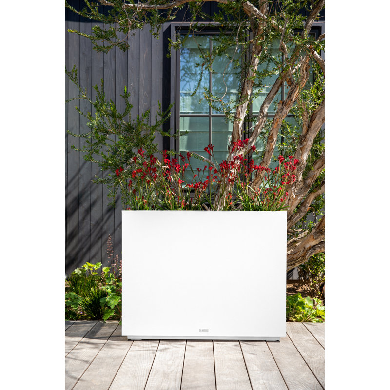 White Rectangular 30" Tall Modern Plastic Planter