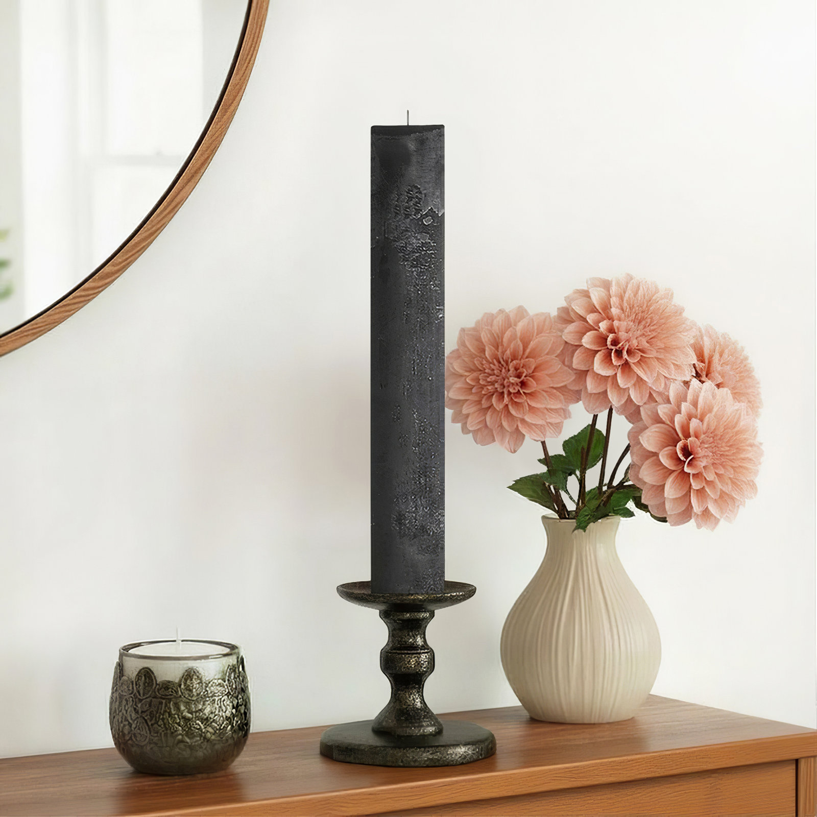 Unscented Pillar Candle, 17.75" H x 2.75" W x 2.75" D, Black