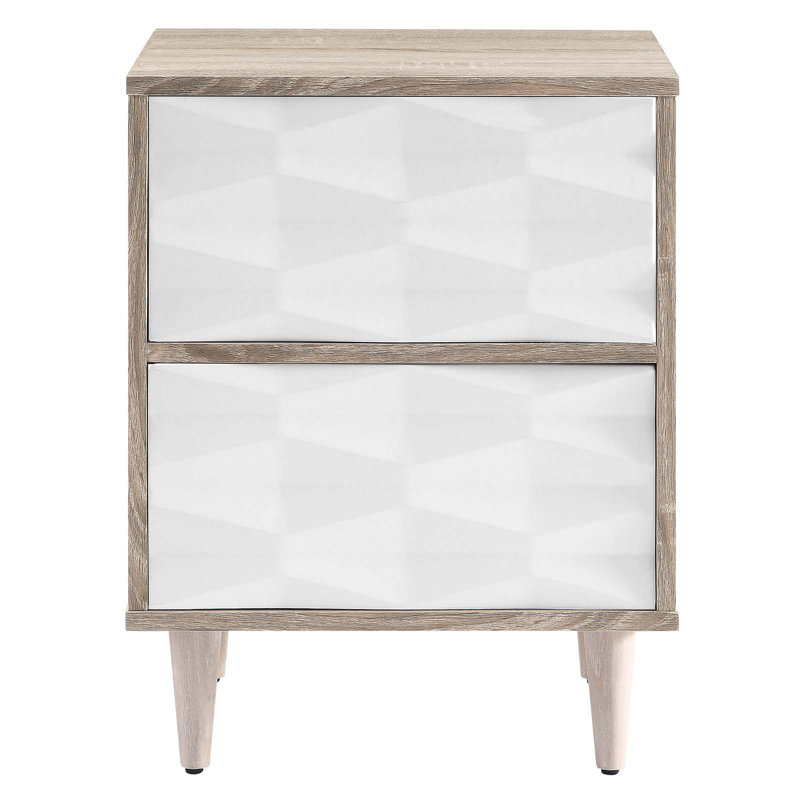 Modway Vespera 2-Drawer Nightstand, Oak/White