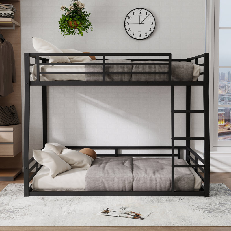 Metal Full Xl Over Queen Bunk Bed-Noise Reduced Design For Teens & Adults,No Box Spring Needed