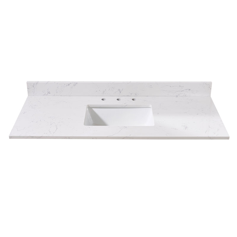 Aosta White 49" Composite Stone Vanity Top with Ceramic Sink