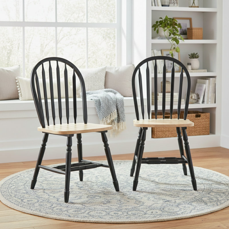 Tolman 17.5'' H Solid Wood Side Chair, Black/Natural