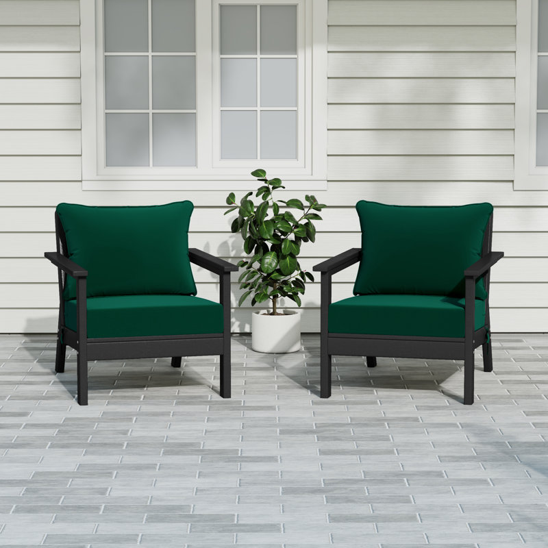 Chaise profonde avec coussins (ensemble de 2), Green, Noir