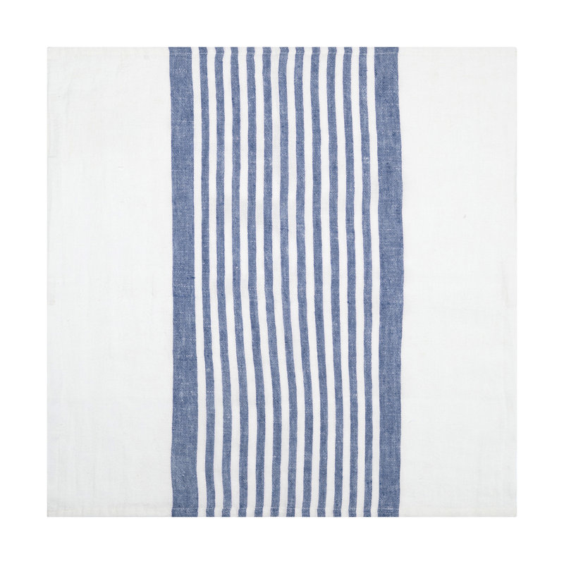 Camargo Striped Square Napkin, White/Blue
