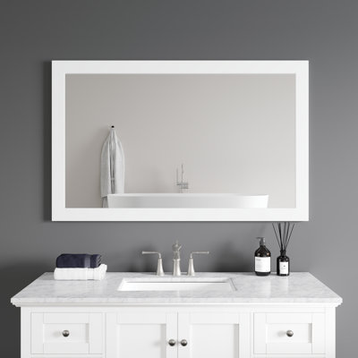  Miroir rectangulaire encadré en bois blanc mat 48 "x 30" Sun