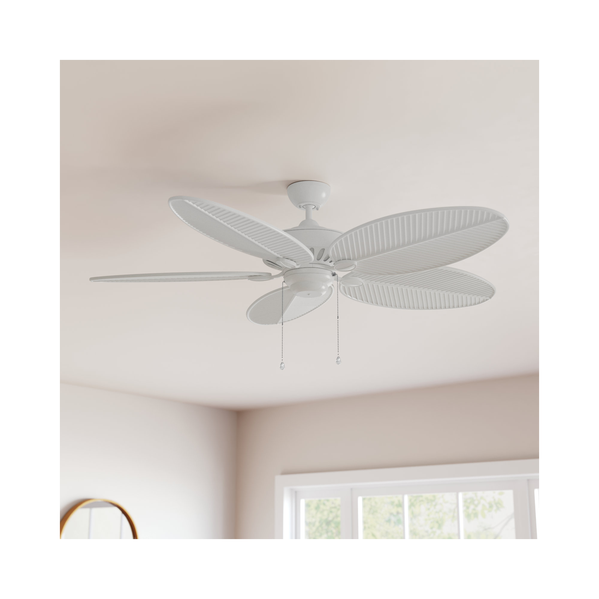 52'' 5 Blade Ceiling Fan, White with White Blades