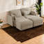 Canapé d'angle moderne à compression, canapé 2 places en chenille camel avec poufs - Maison
