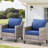 2 Blue Outdoor Patio Lounge Chairs - Fit For Collections. All-weather Pe And Powder-coated Steel Base, 4-inch High Sponge Cushions 2 Arm Backyard Deck. Handwoven Fade- Frame, Sloped Comfort, Fabric