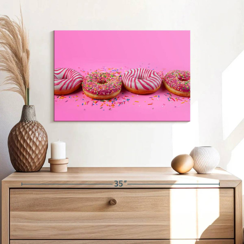 Yarlin Pastel Pink Doughnuts, 16" H x 24" W